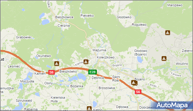mapa Koleczkowo, Koleczkowo na mapie Targeo