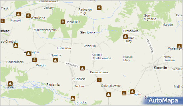 mapa Kolonia Dzietrzkowice, Kolonia Dzietrzkowice na mapie Targeo