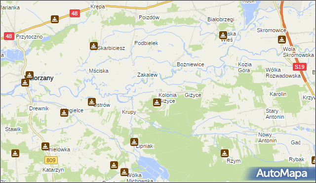 mapa Kolonia Giżyce, Kolonia Giżyce na mapie Targeo