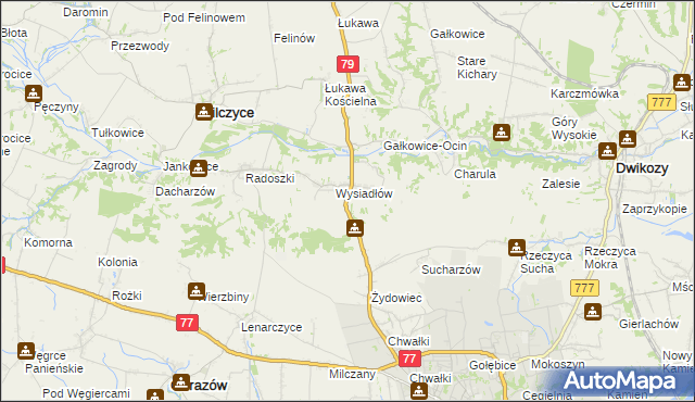 mapa Kolonia gmina Wilczyce, Kolonia gmina Wilczyce na mapie Targeo