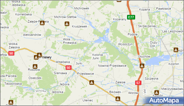 mapa Kolonia Jurki, Kolonia Jurki na mapie Targeo