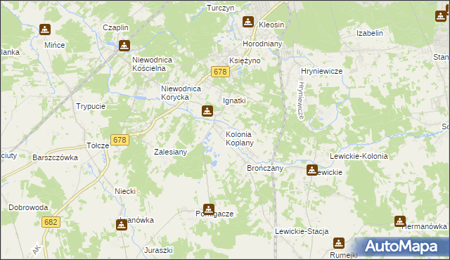 mapa Kolonia Koplany, Kolonia Koplany na mapie Targeo