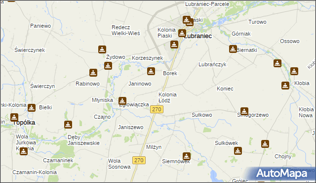 mapa Kolonia Łódź, Kolonia Łódź na mapie Targeo