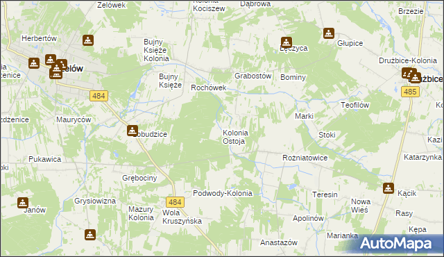 mapa Kolonia Ostoja, Kolonia Ostoja na mapie Targeo