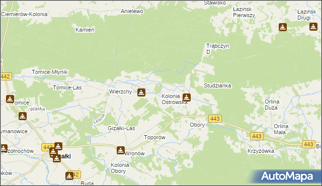 mapa Kolonia Ostrowska, Kolonia Ostrowska na mapie Targeo