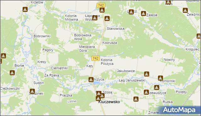 mapa Kolonia Pilczyca, Kolonia Pilczyca na mapie Targeo