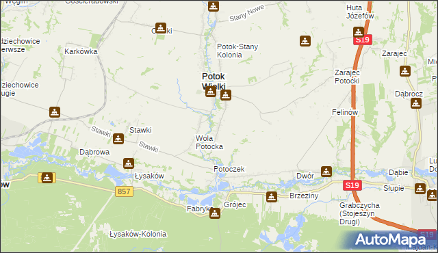 mapa Kolonia Potok Wielki, Kolonia Potok Wielki na mapie Targeo