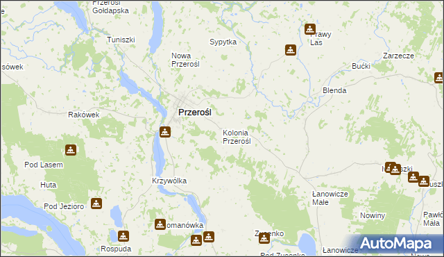 mapa Kolonia Przerośl, Kolonia Przerośl na mapie Targeo