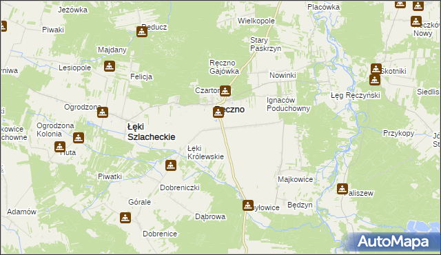 mapa Kolonia Ręczno, Kolonia Ręczno na mapie Targeo