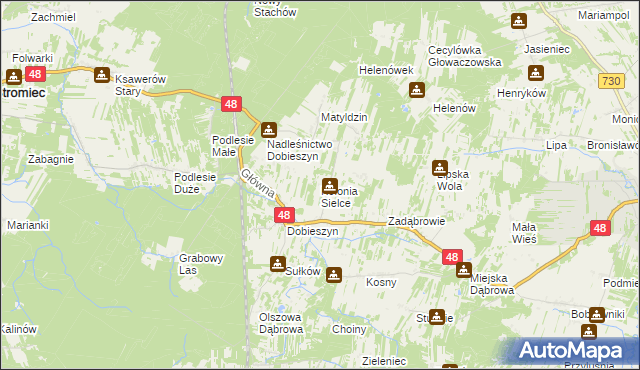 mapa Kolonia Sielce, Kolonia Sielce na mapie Targeo