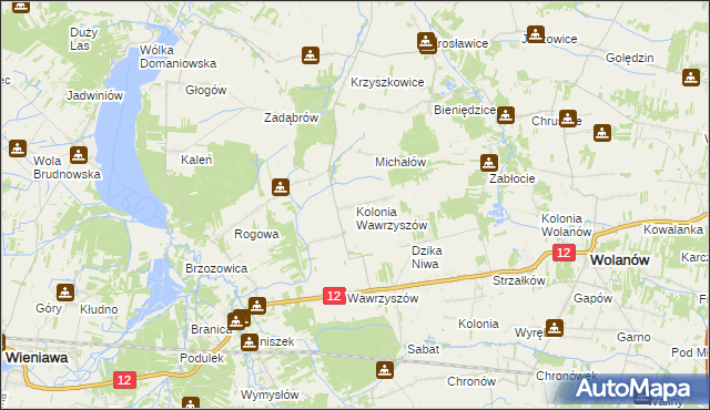 mapa Kolonia Wawrzyszów, Kolonia Wawrzyszów na mapie Targeo