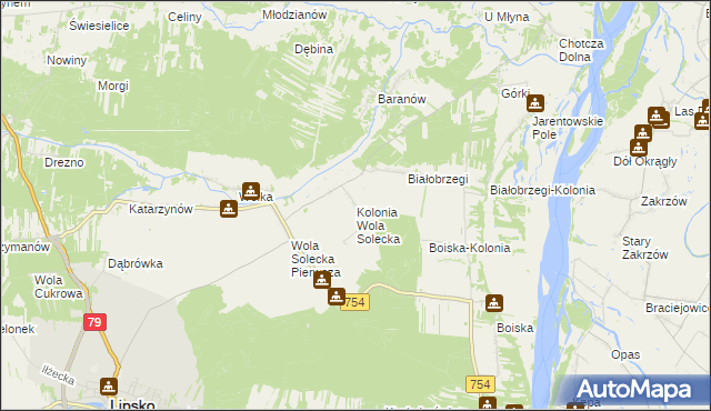 mapa Kolonia Wola Solecka, Kolonia Wola Solecka na mapie Targeo