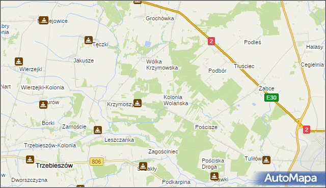 mapa Kolonia Wolańska, Kolonia Wolańska na mapie Targeo