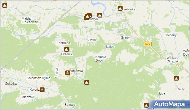 mapa Kolonia Złotki, Kolonia Złotki na mapie Targeo