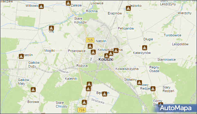 mapa Koluszki, Koluszki na mapie Targeo