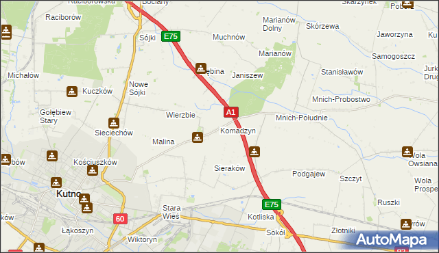 mapa Komadzyn, Komadzyn na mapie Targeo