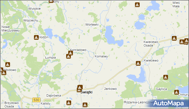 mapa Komalwy, Komalwy na mapie Targeo