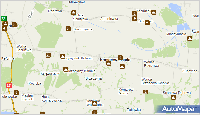 mapa Komarów-Osada, Komarów-Osada na mapie Targeo