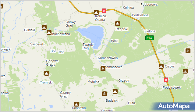 mapa Komaszówka gmina Augustów, Komaszówka gmina Augustów na mapie Targeo