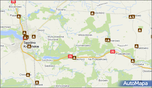 mapa Komierówko, Komierówko na mapie Targeo