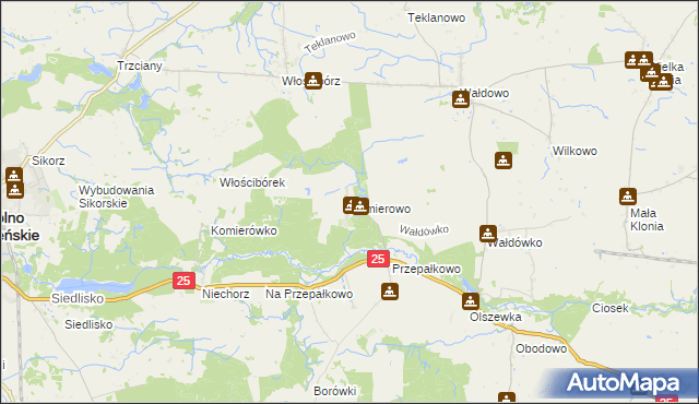 mapa Komierowo, Komierowo na mapie Targeo