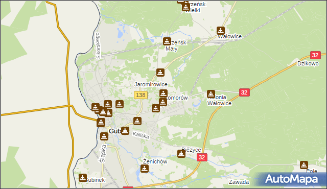 mapa Komorów gmina Gubin, Komorów gmina Gubin na mapie Targeo