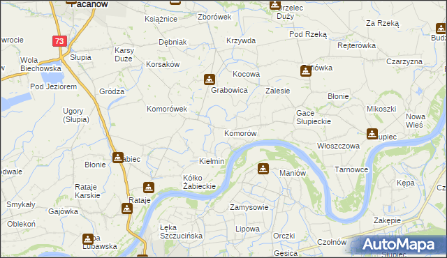 mapa Komorów gmina Pacanów, Komorów gmina Pacanów na mapie Targeo