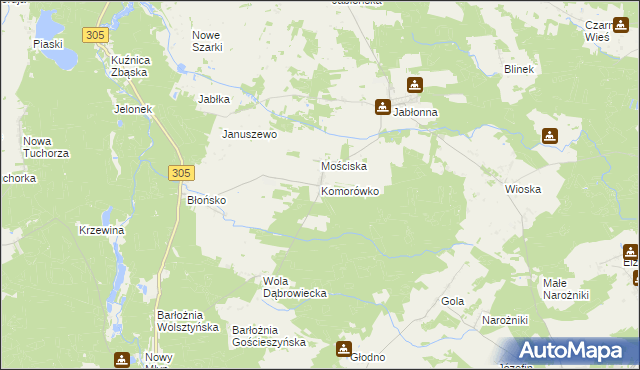 mapa Komorówko gmina Rakoniewice, Komorówko gmina Rakoniewice na mapie Targeo