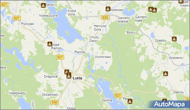 mapa Komorowo gmina Łukta, Komorowo gmina Łukta na mapie Targeo