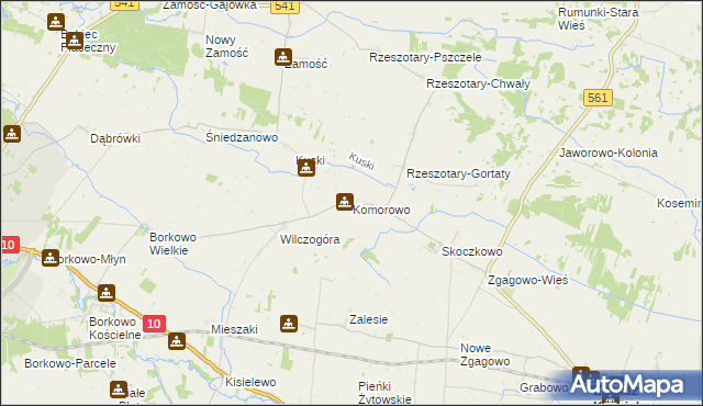 mapa Komorowo gmina Rościszewo, Komorowo gmina Rościszewo na mapie Targeo