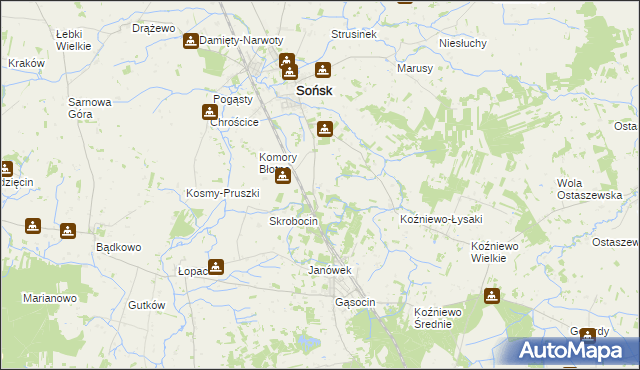 mapa Komory Dąbrowne, Komory Dąbrowne na mapie Targeo