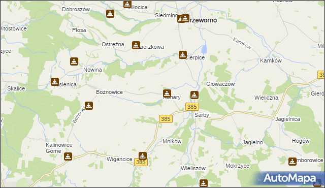 mapa Konary gmina Przeworno, Konary gmina Przeworno na mapie Targeo