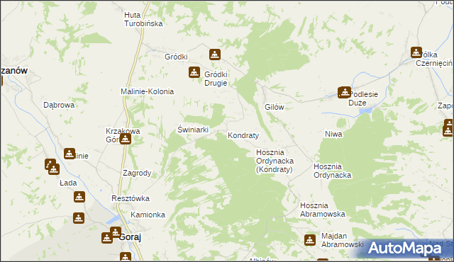 mapa Kondraty, Kondraty na mapie Targeo