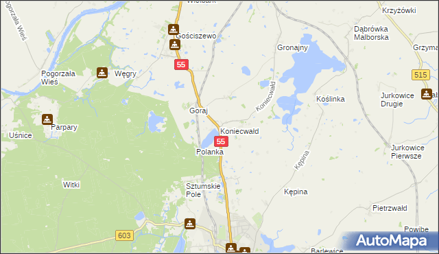 mapa Koniecwałd, Koniecwałd na mapie Targeo