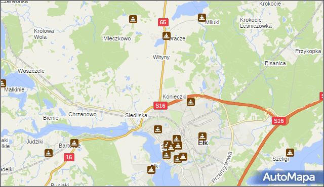 mapa Konieczki gmina Ełk, Konieczki gmina Ełk na mapie Targeo