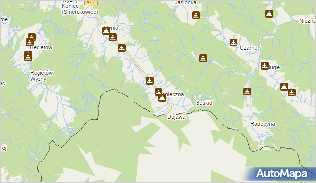 mapa Konieczna gmina Uście Gorlickie, Konieczna gmina Uście Gorlickie na mapie Targeo