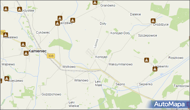 mapa Konojad, Konojad na mapie Targeo