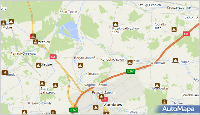 mapa Konopki-Jabłoń, Konopki-Jabłoń na mapie Targeo