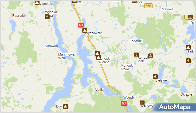 mapa Konopki Wielkie, Konopki Wielkie na mapie Targeo