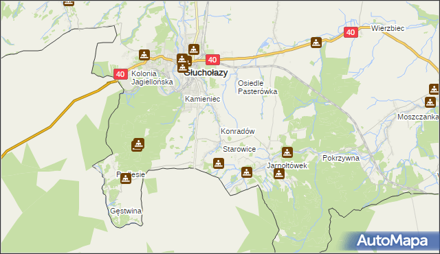 mapa Konradów gmina Głuchołazy, Konradów gmina Głuchołazy na mapie Targeo