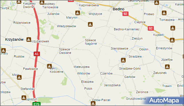 mapa Konstantynów gmina Bedlno, Konstantynów gmina Bedlno na mapie Targeo