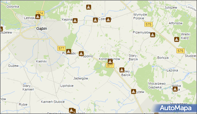 mapa Konstantynów gmina Gąbin, Konstantynów gmina Gąbin na mapie Targeo