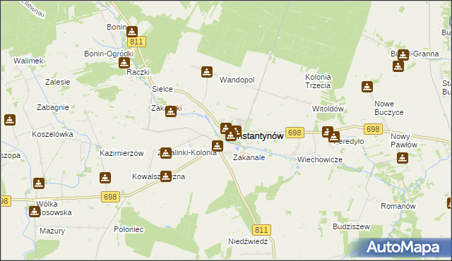 mapa Konstantynów powiat bialski, Konstantynów powiat bialski na mapie Targeo