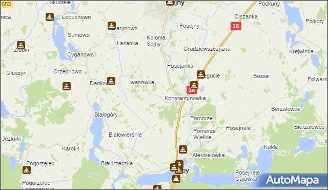 mapa Konstantynówka gmina Giby, Konstantynówka gmina Giby na mapie Targeo