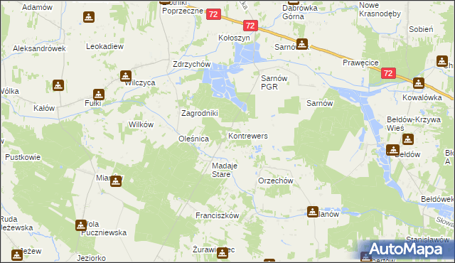 mapa Kontrewers gmina Dalików, Kontrewers gmina Dalików na mapie Targeo