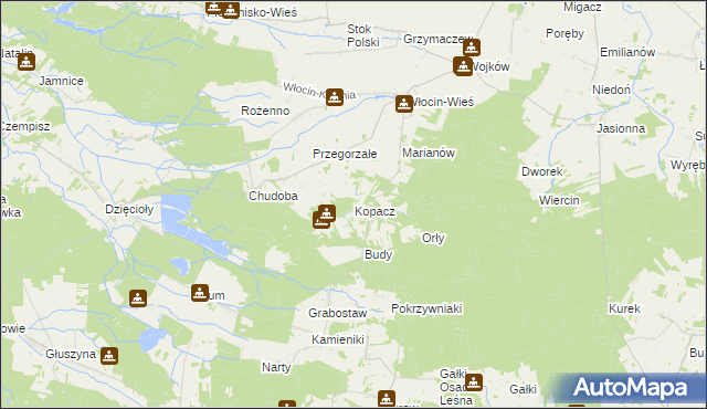 mapa Kopacz gmina Błaszki, Kopacz gmina Błaszki na mapie Targeo