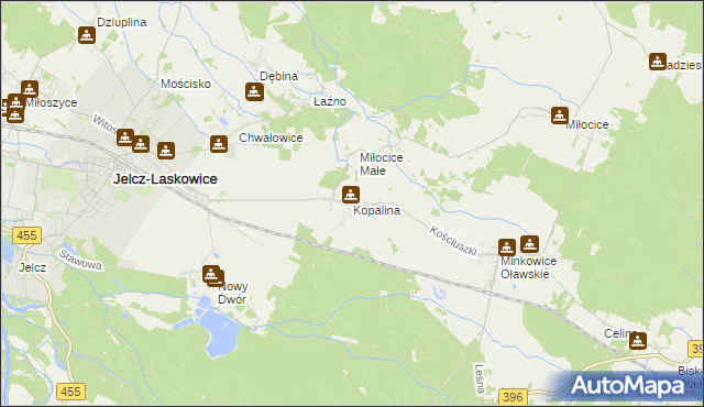 mapa Kopalina gmina Jelcz-Laskowice, Kopalina gmina Jelcz-Laskowice na mapie Targeo