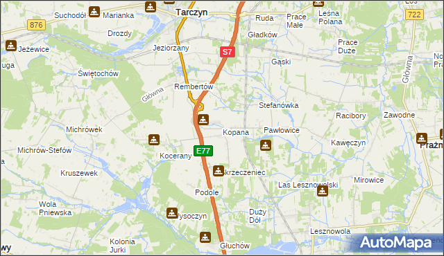 mapa Kopana, Kopana na mapie Targeo