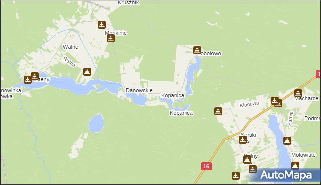 mapa Kopanica gmina Nowinka, Kopanica gmina Nowinka na mapie Targeo