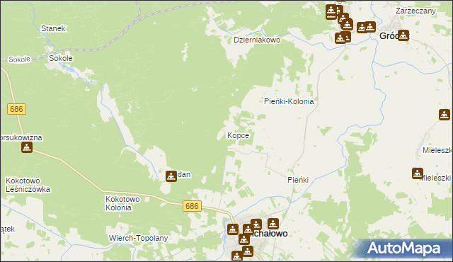 mapa Kopce gmina Michałowo, Kopce gmina Michałowo na mapie Targeo